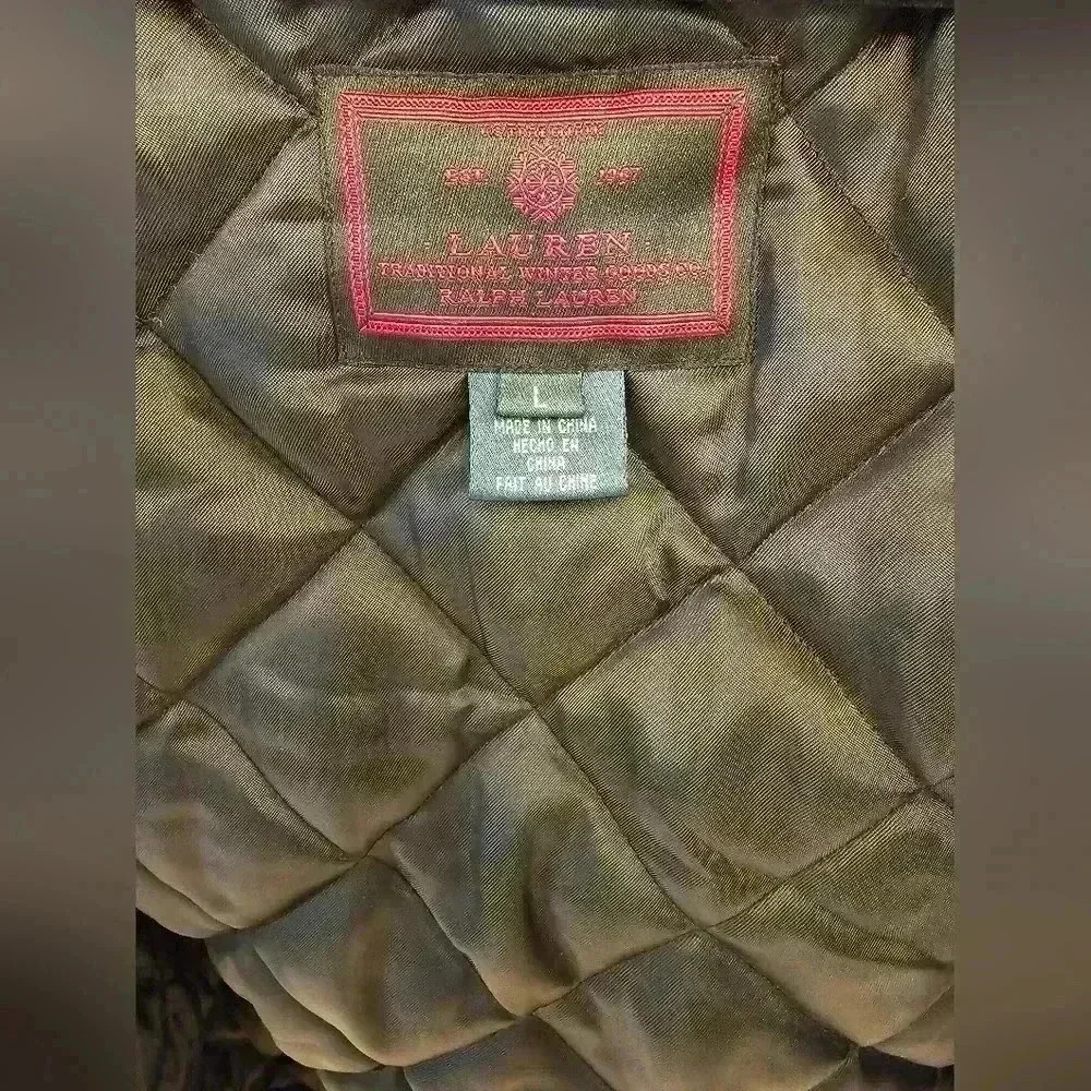 WOMENS LAUREN RALPH LAUREN BLACK VELVET SILK HOODED COAT PARKA LARGE - Picture 11 of 13